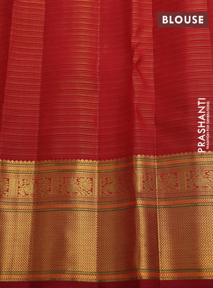 Pure kanchipuram silk saree maroon with allover vairaosi pattern & zari buttas and annam zari woven border