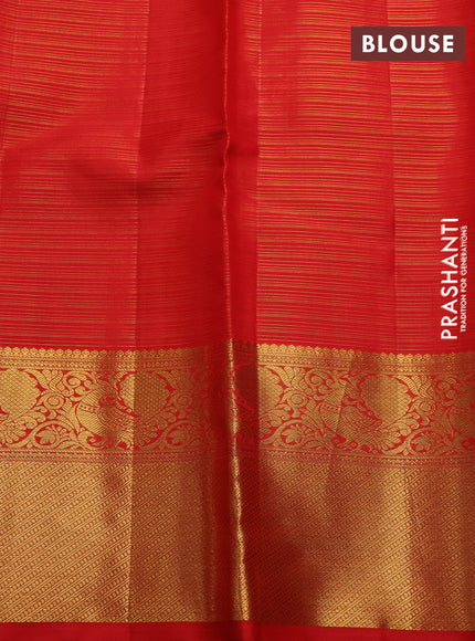 Pure kanchipuram silk saree red with allover vairaosi pattern & zari buttas and annam zari woven border