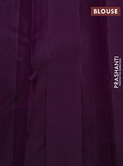 Pure kanchipuram silk saree deep purple with allover zari woven brocade weaves and zari woven pichwai butta border