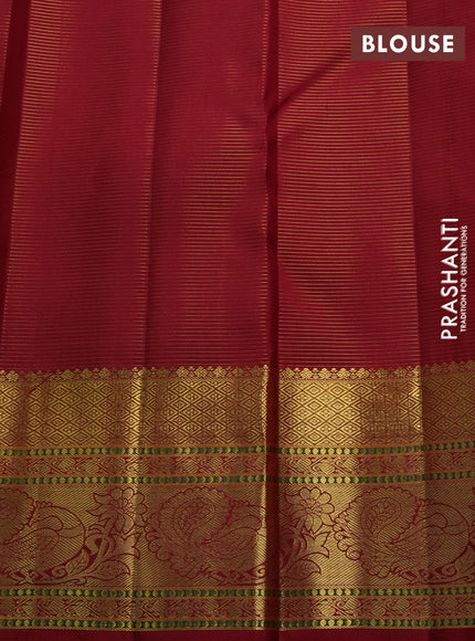 Pure kanchipuram silk saree maroon with allover vairaosi pattern & peacock zari buttas and rich zari woven border