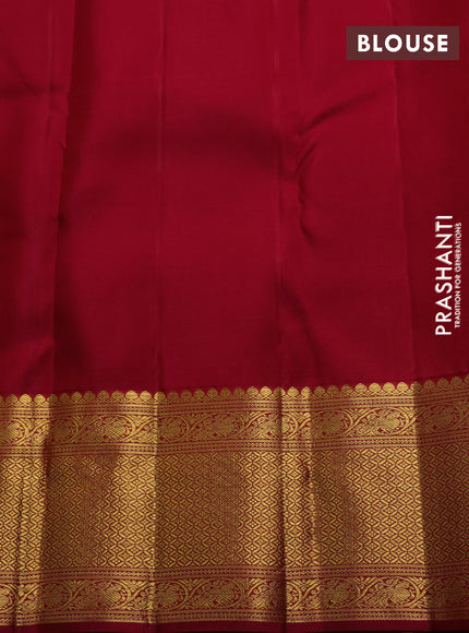 Pure kanchipuram silk saree red with allover zari woven brocade weaves and long rich zari woven border