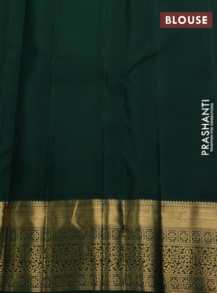 Pure kanchipuram silk saree green with allover zari woven brocade weaves and long rich zari woven border