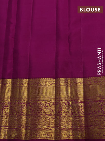 Pure kanchipuram silk saree mild lavender and purple with allover zari woven brocade weaves and long rich zari woven border