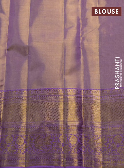 Pure kanchipuram tissue silk saree pastel lavender with allover zari woven brocade weaves and long rich zari woven border