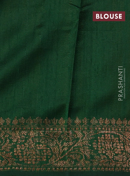 Banarasi raw silk saree mustard yellow and green with allover thread & zari woven buttas and thread & zari woven border
