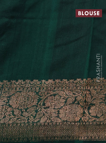 Banarasi raw silk saree coffee brown and green with allover thread & zari woven buttas and long thread & zari woven border