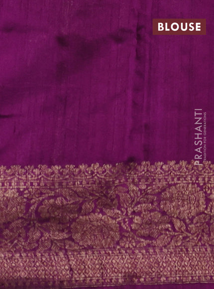 Banarasi raw silk saree dark beige and purple with allover thread & zari woven buttas and long thread & zari woven border
