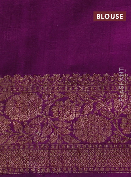 Banarasi raw silk saree mauve pink and purple with thread & zari woven buttas and long thread & zari woven border