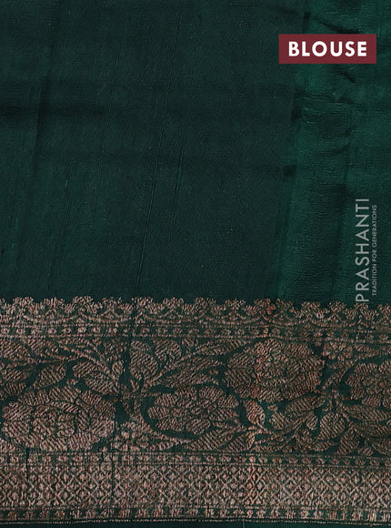 Banarasi raw silk saree orange and green with thread & zari woven buttas and long thread & zari woven border