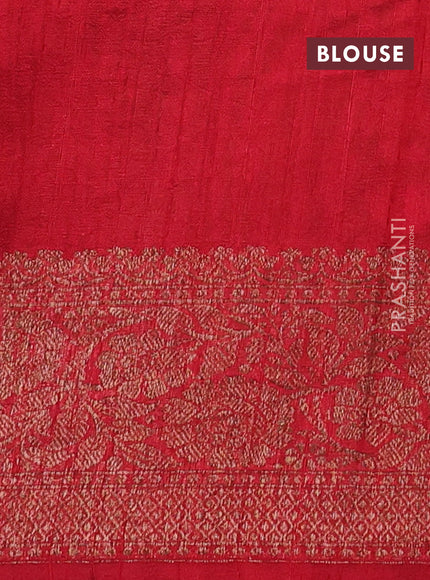 Banarasi raw silk saree pastel green and red with thread & zari woven buttas and long thread & zari woven border