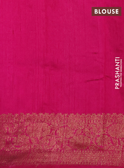 Banarasi raw silk saree navy blue and pink with thread & zari woven buttas and long thread & zari woven border