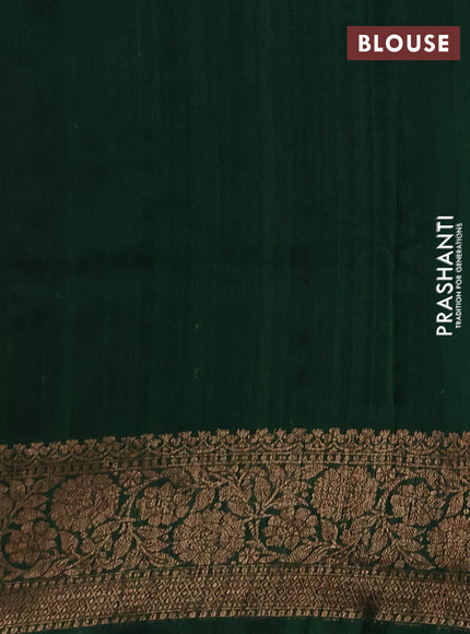 Banarasi raw silk saree mustard yellow and green with thread & zari woven buttas and long thread & zari woven border