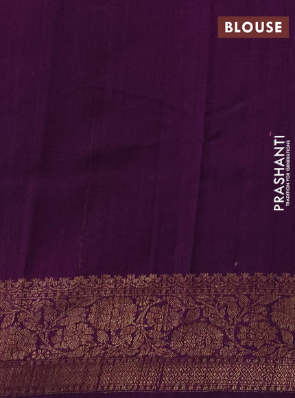 Banarasi raw silk saree pastel green and deep purple with thread & zari woven buttas and long thread & zari woven border