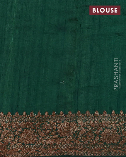 Banarasi raw silk saree pista green and green with allover thread & zari woven buttas and thread & zari woven border