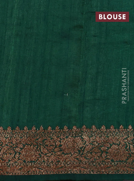 Banarasi raw silk saree pista green and green with allover thread & zari woven buttas and thread & zari woven border