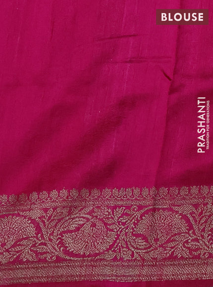Banarasi raw silk saree deep violet and pink with thread & zari woven buttas and long thread & zari woven border