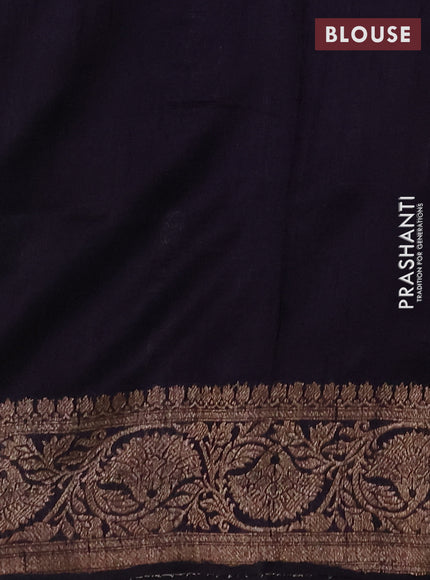 Banarasi raw silk saree light green and deep jamun with thread & zari woven buttas and long thread & zari woven border
