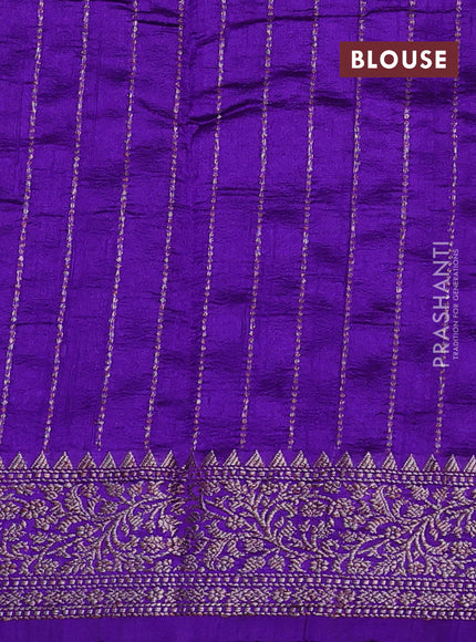 Banarasi raw silk saree violet with thread & zari woven buttas and thread & zari woven border