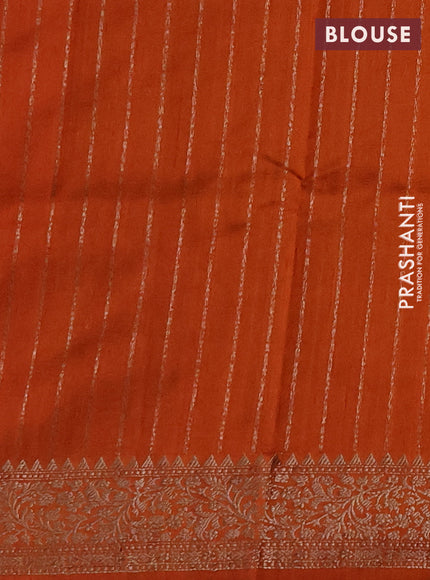 Banarasi raw silk saree rustic orange with thread & zari woven buttas and thread & zari woven border