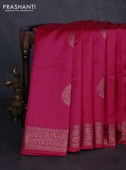 Banarasi raw silk saree pink with thread & zari woven buttas and thread & zari woven border