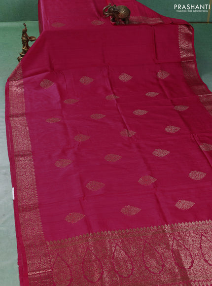 Banarasi raw silk saree pink with thread & zari woven buttas and thread & zari woven border