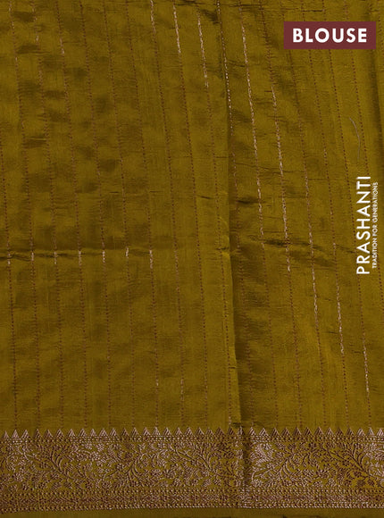 Banarasi raw silk saree lime green with thread & zari woven buttas and thread & zari woven border