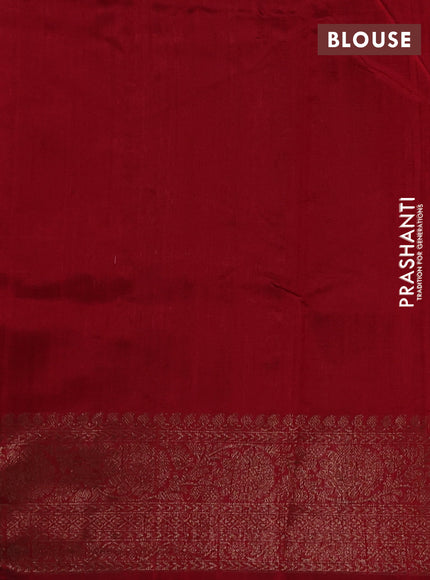 Banarasi raw silk saree blue and red with thread & zari woven buttas and long thread & zari woven border