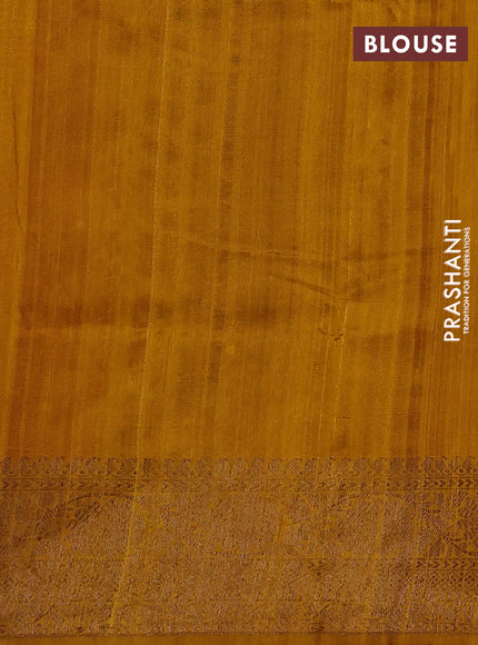 Banarasi raw silk saree red and mustard yellow with thread & zari woven buttas and long thread & zari woven border