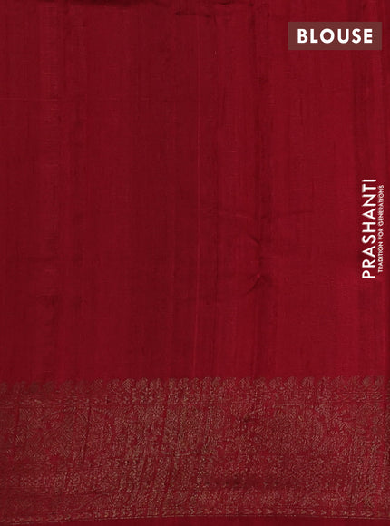 Banarasi raw silk saree green and red with thread & zari woven buttas and long thread & zari woven border