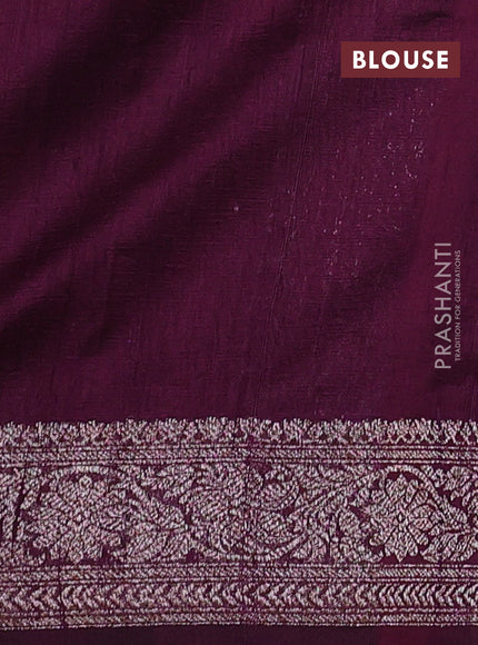 Banarasi raw silk saree rustic orange and wine shade with thread & zari woven buttas and thread & zari woven border