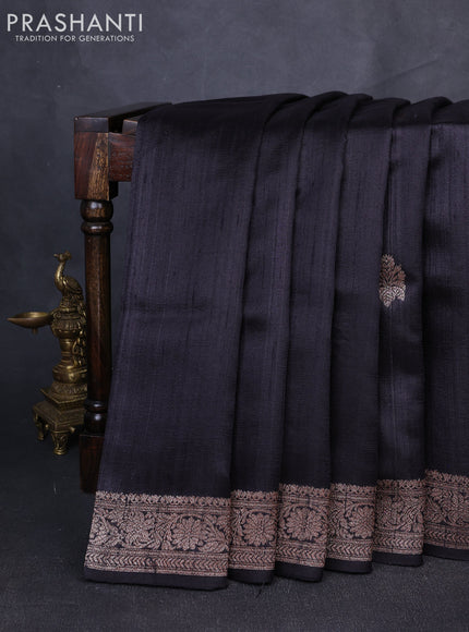 Banarasi raw silk saree black and red with thread & zari woven buttas and thread & zari woven border