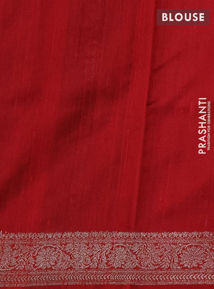 Banarasi raw silk saree black and red with thread & zari woven buttas and thread & zari woven border