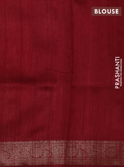 Banarasi raw silk saree pista green and maroon with thread & zari woven buttas and thread & zari woven border