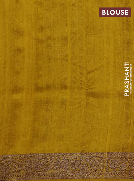 Banarasi raw silk saree black and mustard yellow with thread & zari woven buttas and thread & zari woven border