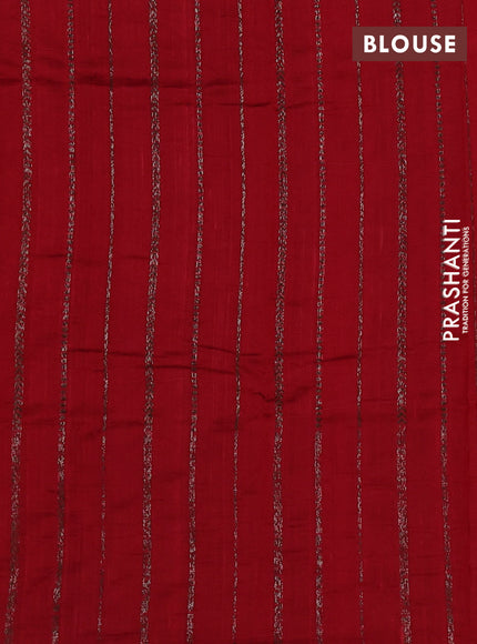 Banarasi raw silk saree brown and red with plain body and long thread & zari woven border