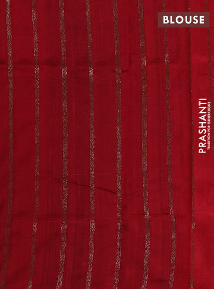 Banarasi raw silk saree green and red with plain body and long thread & zari woven border
