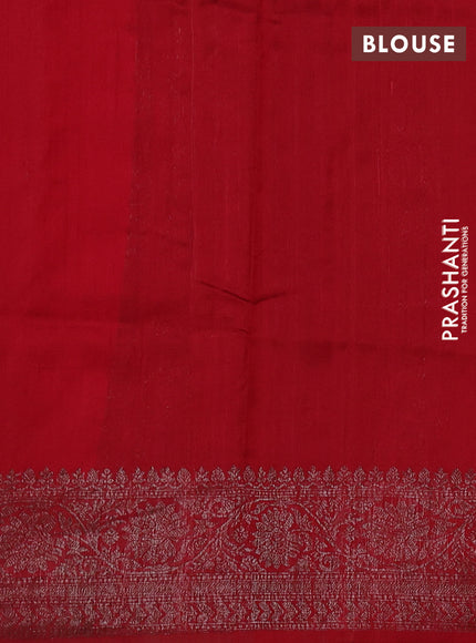 Banarasi raw silk saree dark orange with thread & zari woven buttas and long thread & zari woven border