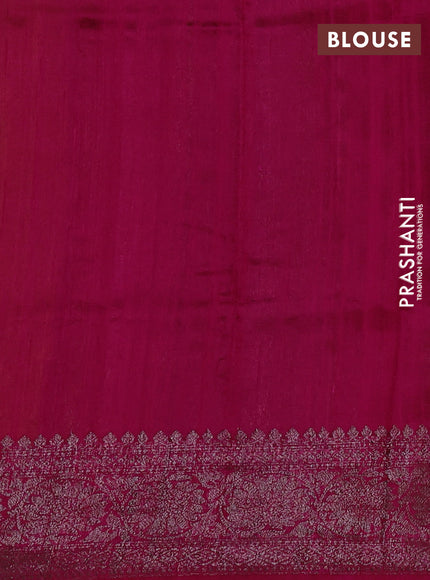 Banarasi raw silk saree lime yellow and pink with thread & zari woven buttas and long thread & zari woven border