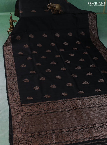 Banarasi raw silk saree black with thread & zari woven buttas and thread & zari woven border