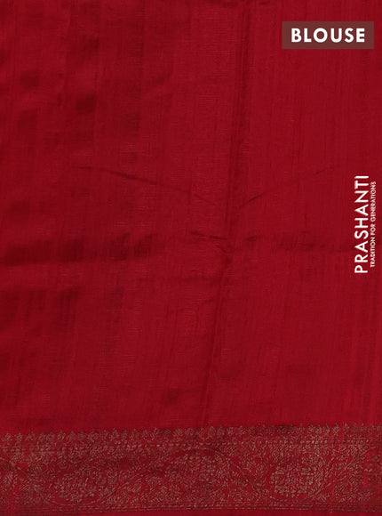 Banarasi raw silk saree light green and red with thread & zari woven buttas and thread & zari woven border