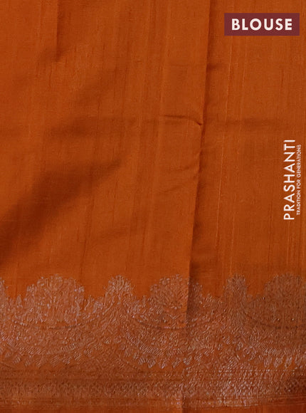 Banarasi raw silk saree rustic orange with thread & zari woven buttas and long thread & zari woven border