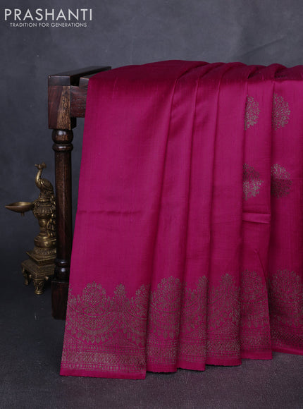 Banarasi raw silk saree pink with thread & zari woven buttas and long thread & zari woven border