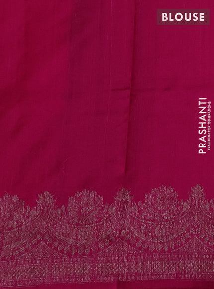 Banarasi raw silk saree pink with thread & zari woven buttas and long thread & zari woven border