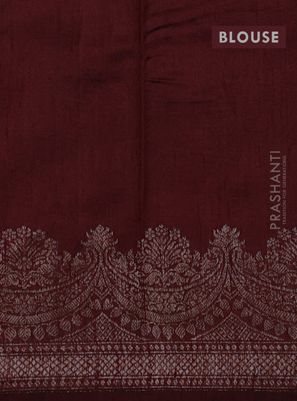 Banarasi raw silk saree brown with thread & zari woven buttas and long thread & zari woven border