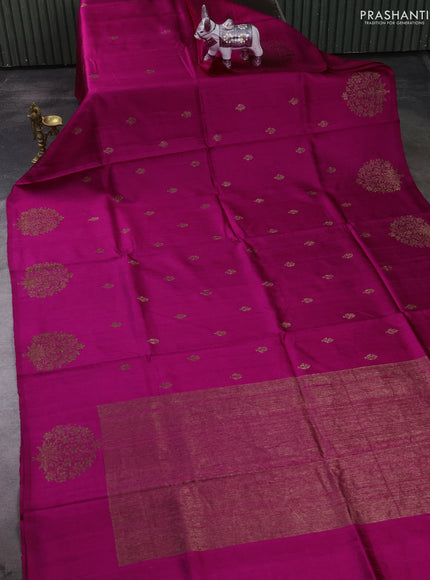 Banarasi raw silk saree pink with allover thread & zari woven buttas and thread & zari woven butta border