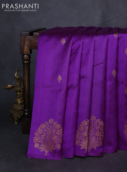 Banarasi raw silk saree purple with allover thread & zari woven buttas and thread & zari woven butta border