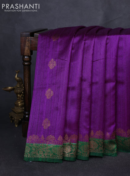 Banarasi raw silk saree purple and green with allover thread & zari woven buttas and thread & zari woven butta border