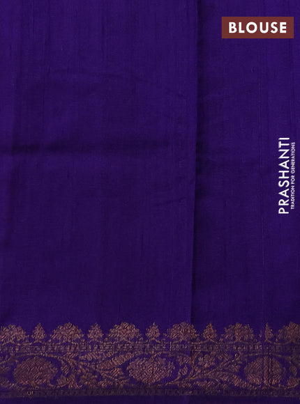 Banarasi raw silk saree orange and violet with allover thread & zari woven buttas and thread & zari woven butta border