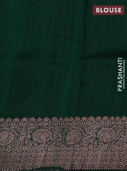Banarasi raw silk saree rustic orange and green with thread & zari woven buttas and long thread & zari woven border