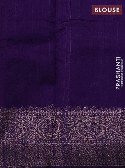 Banarasi raw silk saree brown shade and violet with thread & zari woven buttas and long thread & zari woven border